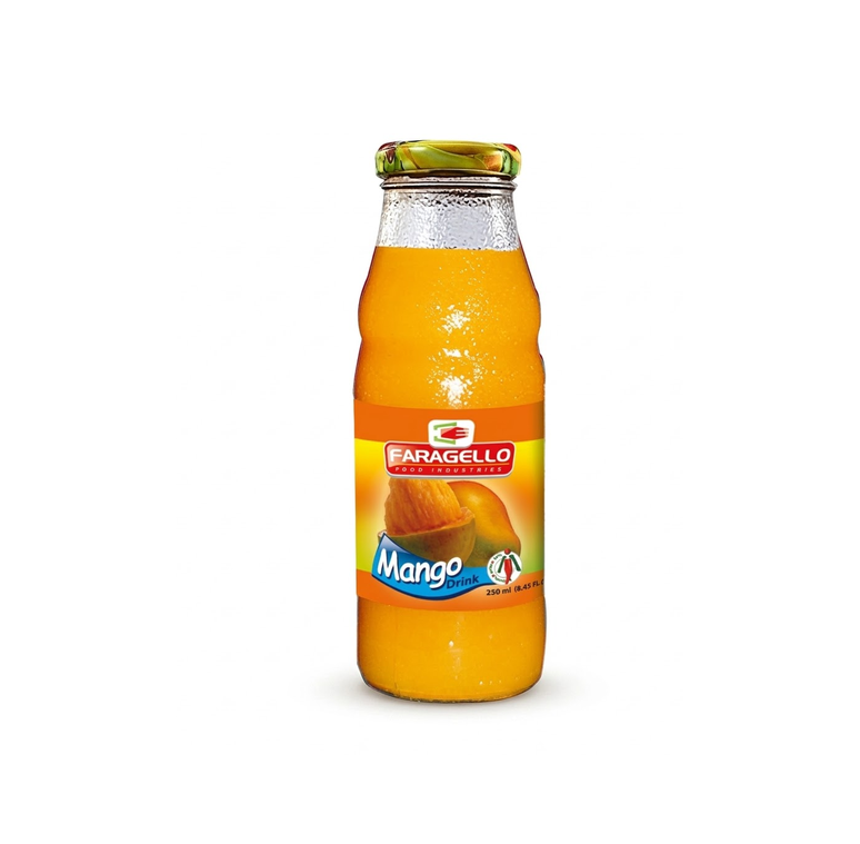 نوشیدنی انبه فاراگلو ۲۵۰ میلیلیتر – آبمیوه انبه شیشهای تکنفره (Faragello Mango Drink)