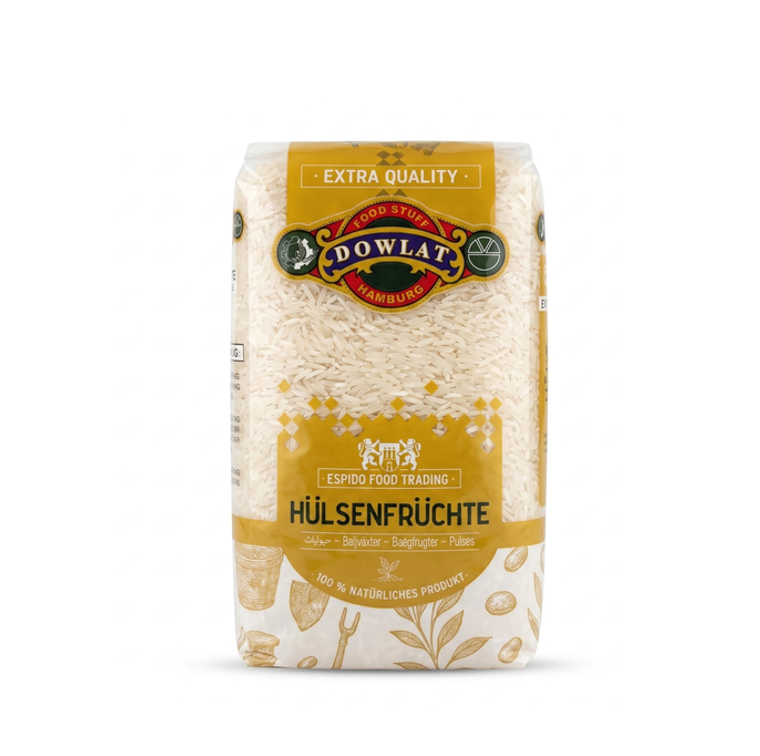 Dowlat Basmati Reis 1kg – Indischer Premium Langkornreis (Beutel)
