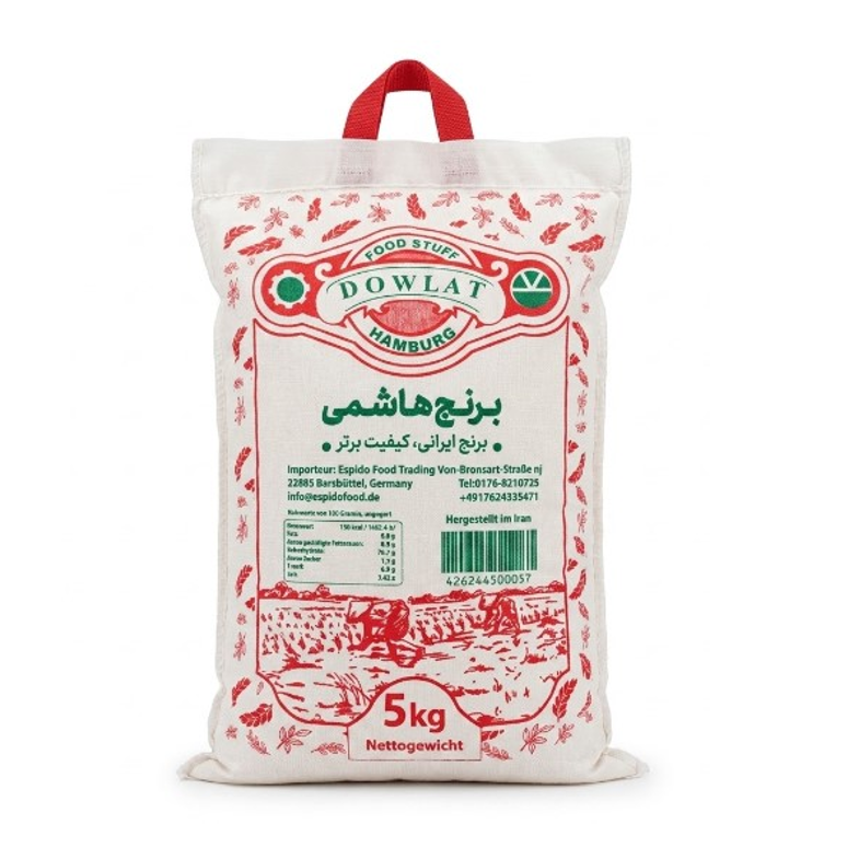 Dowlat Hashemi Reis 5kg – Premium Duftreis aus Gilan (Stoffbeutel)