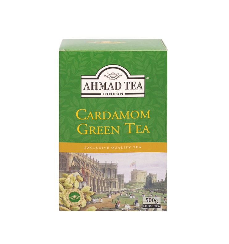 Ahmad Tea Cardamom Loose Green Tea 500g – Chinese Spiced Green Tea (Box)