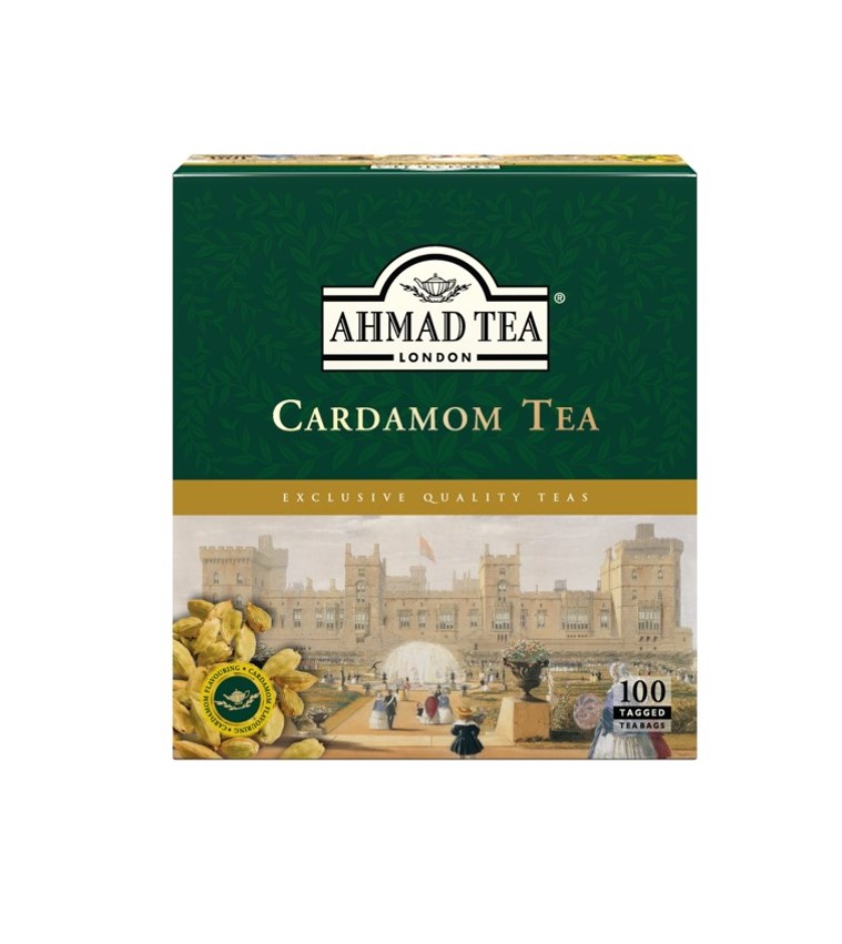 Ahmad Tea Schwarzer Tee mit Kardamom 100 Teebeutel (200g) – Ceylon-Schwarztee mit Kardamom (Packung)
