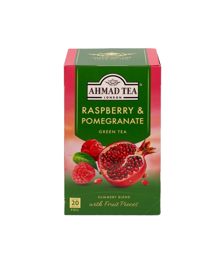 Ahmad Tea Grüner Tee Himbeere & Granatapfel 20 Teebeutel (40g) – Fruchtiger Grüntee (Packung)