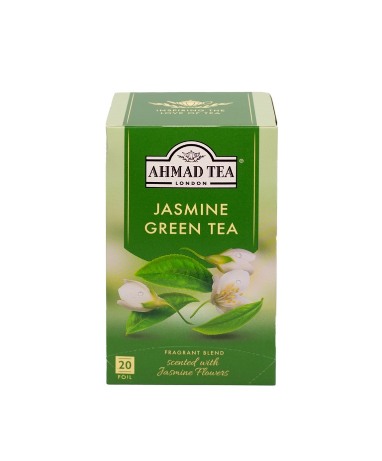 Ahmad Tea Jasmin Grüner Tee 20 Teebeutel (40g) – Chinesischer Grüntee mit Jasminblüten (Packung)