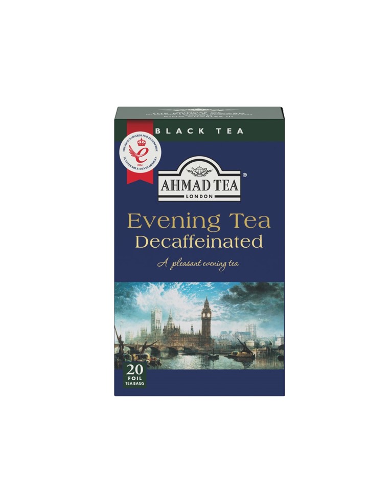 Ahmad Tea Evening Tea Entkoffeiniert 20 Teebeutel (40g) – Milder Abendtee (Packung)