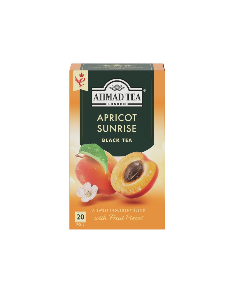 Ahmad Tea Apricot Sunrise 20 Teebeutel (40g) – Schwarzer Tee mit Aprikose (Packung)