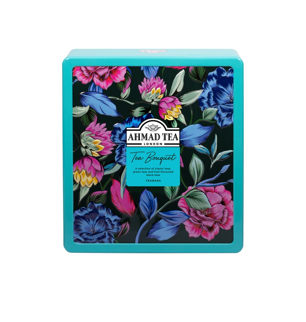 Ahmad Tea Tea Bouquet 72 Teebeutel (144g) – Exklusive Schmuck-Metalldose mit 8 Teesorten