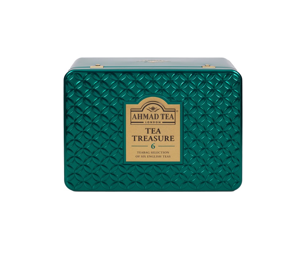 Ahmad Tea Tea Treasure 6 60 Teebeutel (120g) – Exklusive Schmuck-Metalldose mit 6 Teesorten