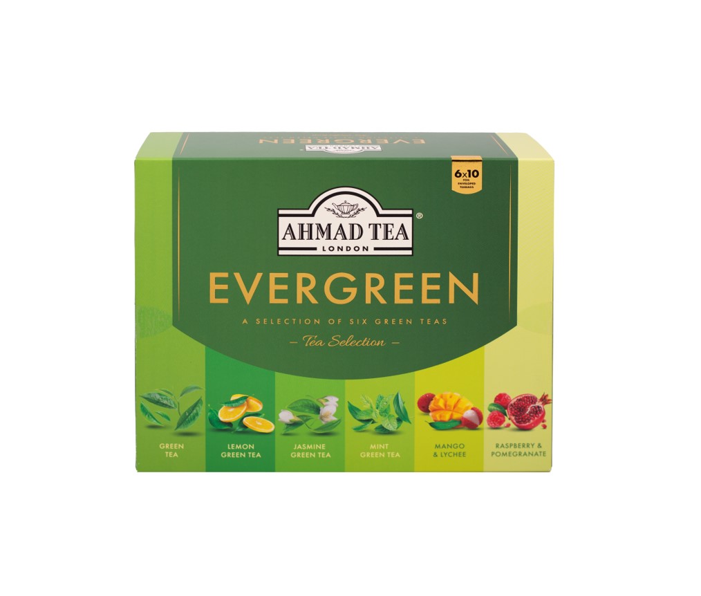 Ahmad Tea Evergreen Selection 60 Teebeutel (115g) – Geschenkbox mit 6 feinen Grüntees (Packung)