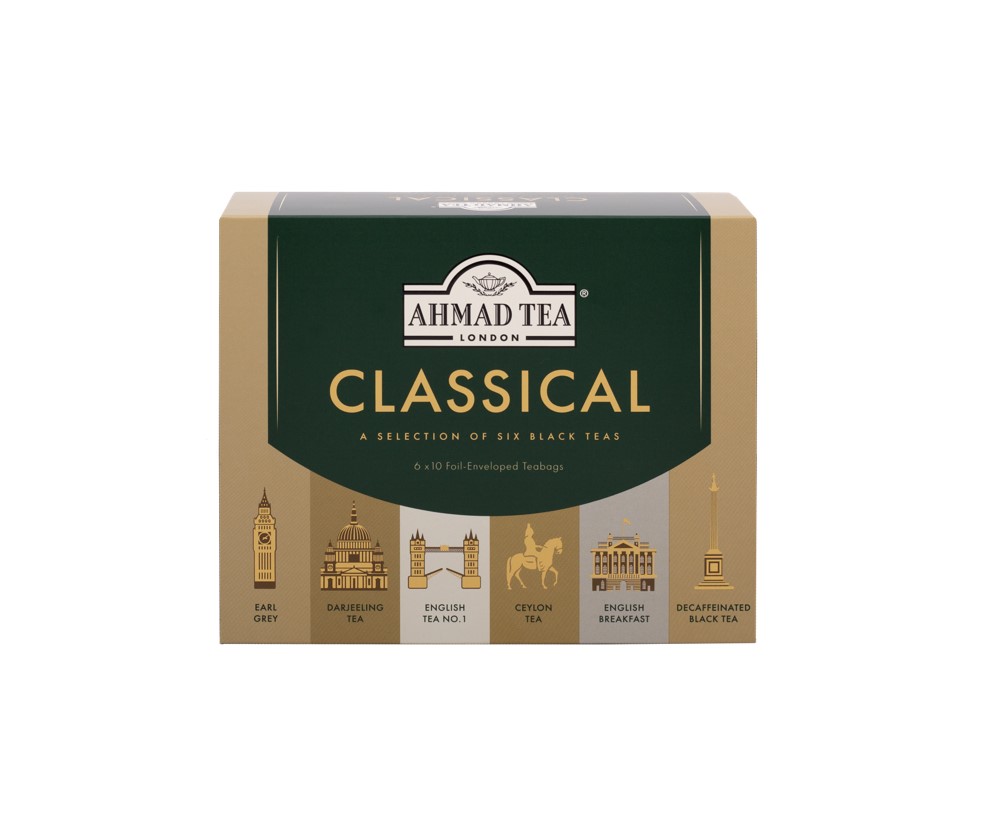Ahmad Tea Classical Selection 60 Teebeutel (120g) – Geschenkbox mit 6 klassischen Schwarztees (Packung)