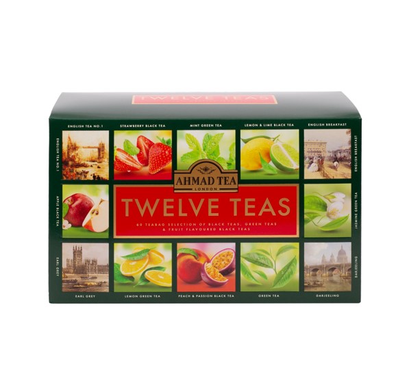 Ahmad Tea Twelve Teas 60 Teebeutel (120g) – Geschenkbox mit 12 edlen Teesorten (Packung)
