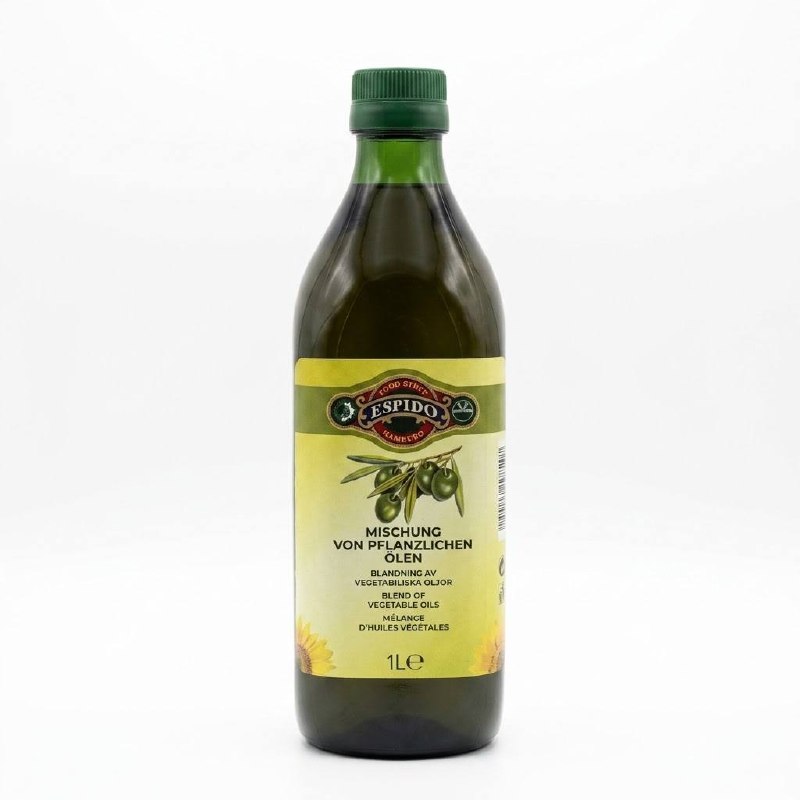 Espido Mischung von pflanzlichen Ölen 1L – 85% Sonnenblumenöl & 15% Natives Olivenöl Extra (Flasche)