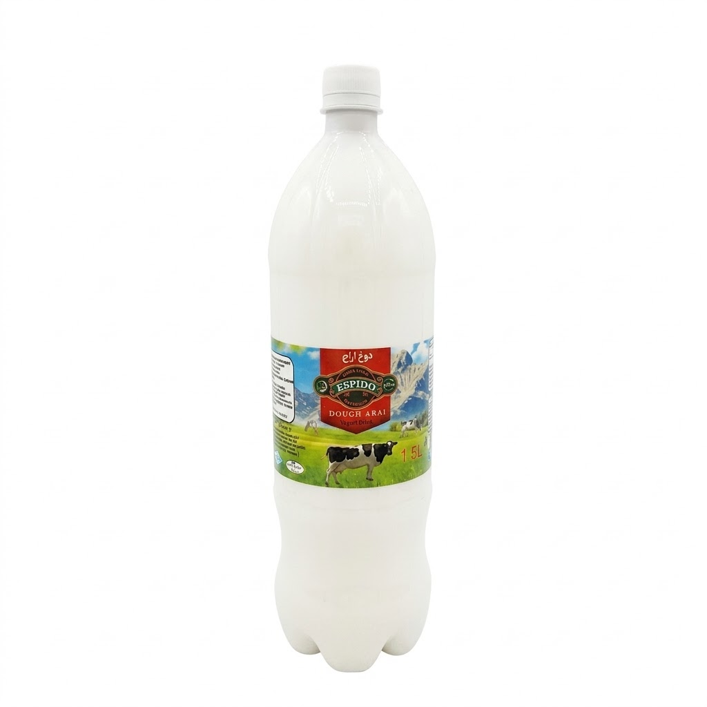 Espido Dough Araj 1,5L – Prickelndes Joghurtgetränk mit Minze & Zitrone (Familienflasche)