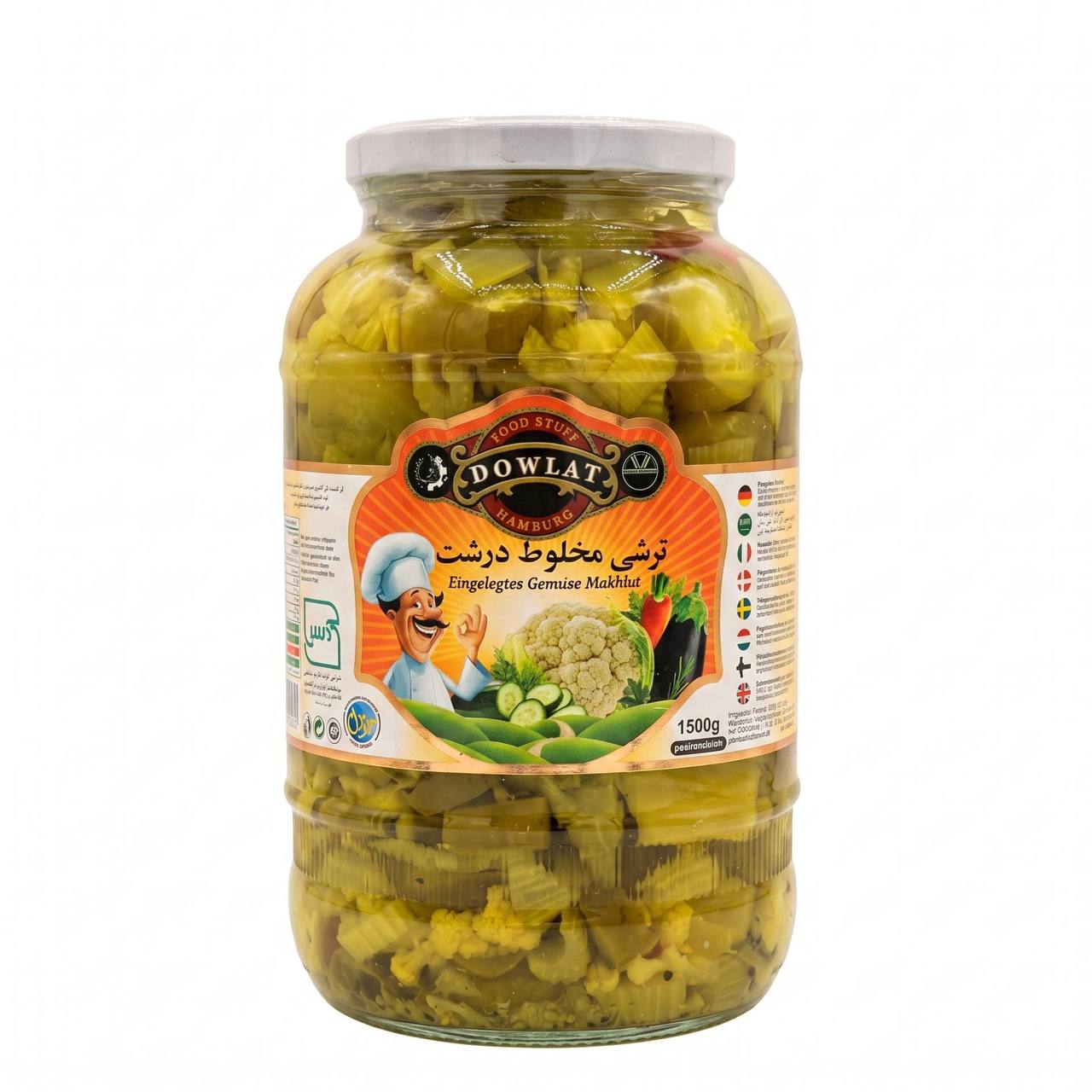 Dowlat Eingelegtes Gemüse Makhlut 1500g – Grobes Sauergemüse im Vorratsglas (1,5kg)