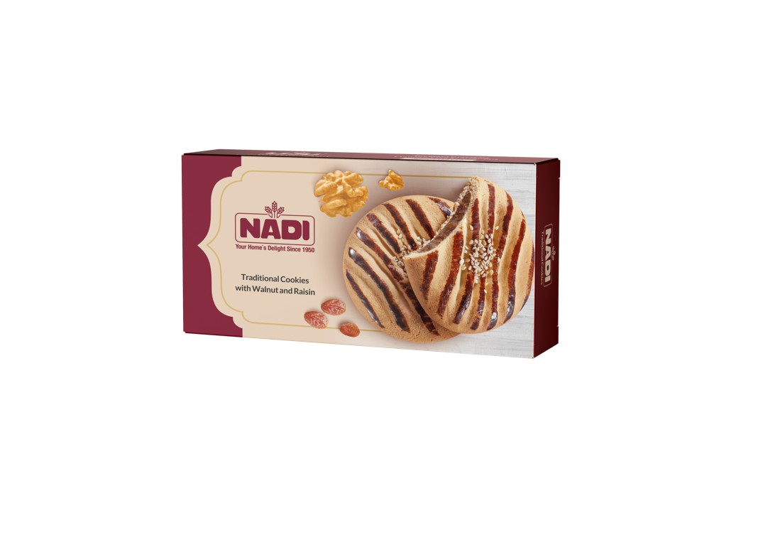 Nadi Traditionelle Kekse 190g Box – Koloucheh mit Walnuss- & Rosinenfüllung (Sonati - 2er Pack)