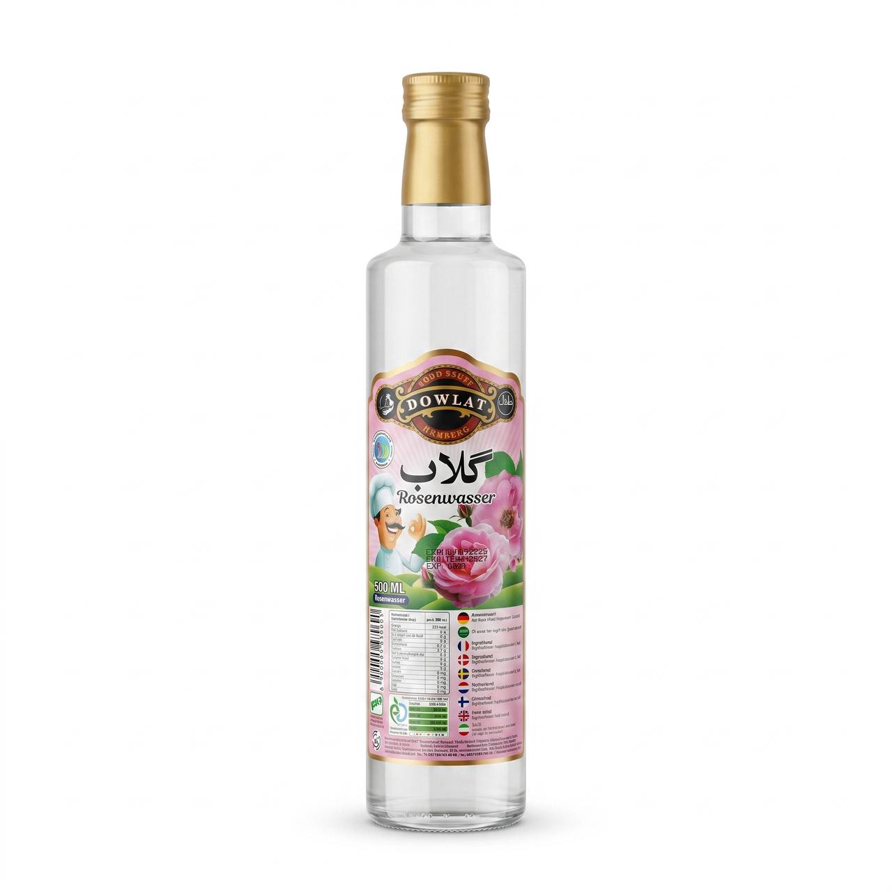 Dowlat Rosenwasser 500ml – Echtes persisches Rosenwasser / Golab (Flasche)