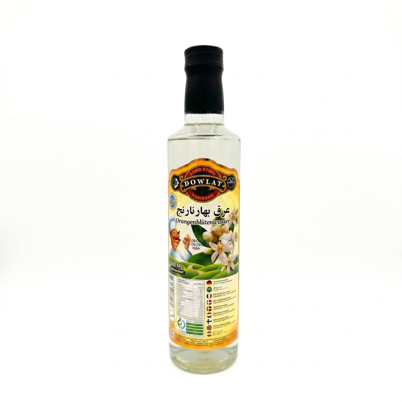 Dowlat Orangenblütenwasser 500ml – Echtes persisches Blütenwasser / Bahār Nārendsch (Flasche)