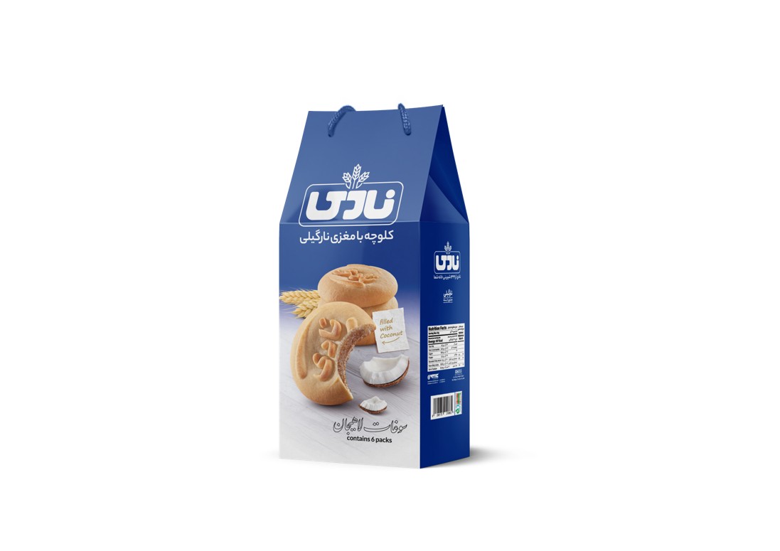Nadi Kokoskekse 600g Box – Persische Koloucheh mit Kokosfüllung (6er Pack)