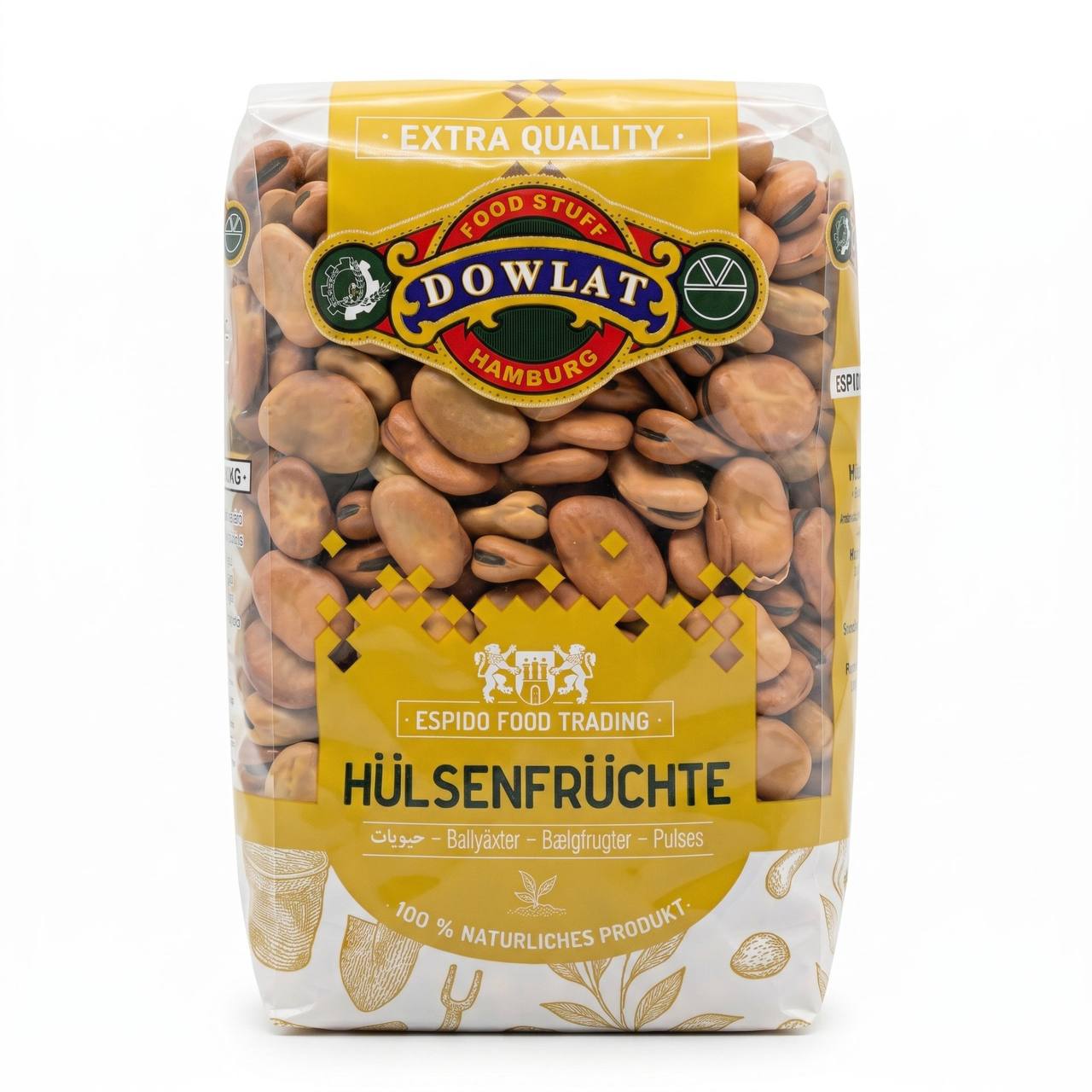 Dowlat Saubohnen mit Schale 750g – Ganze getrocknete Ackerbohnen / Baghali Khoschzk (Beutel)