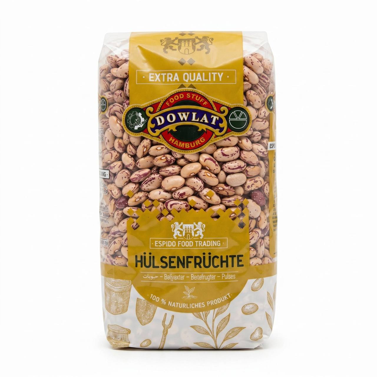 Dowlat Borlotti Bohnen 1kg – Persische Wachtelbohnen / Lubia Chiti (Beutel)
