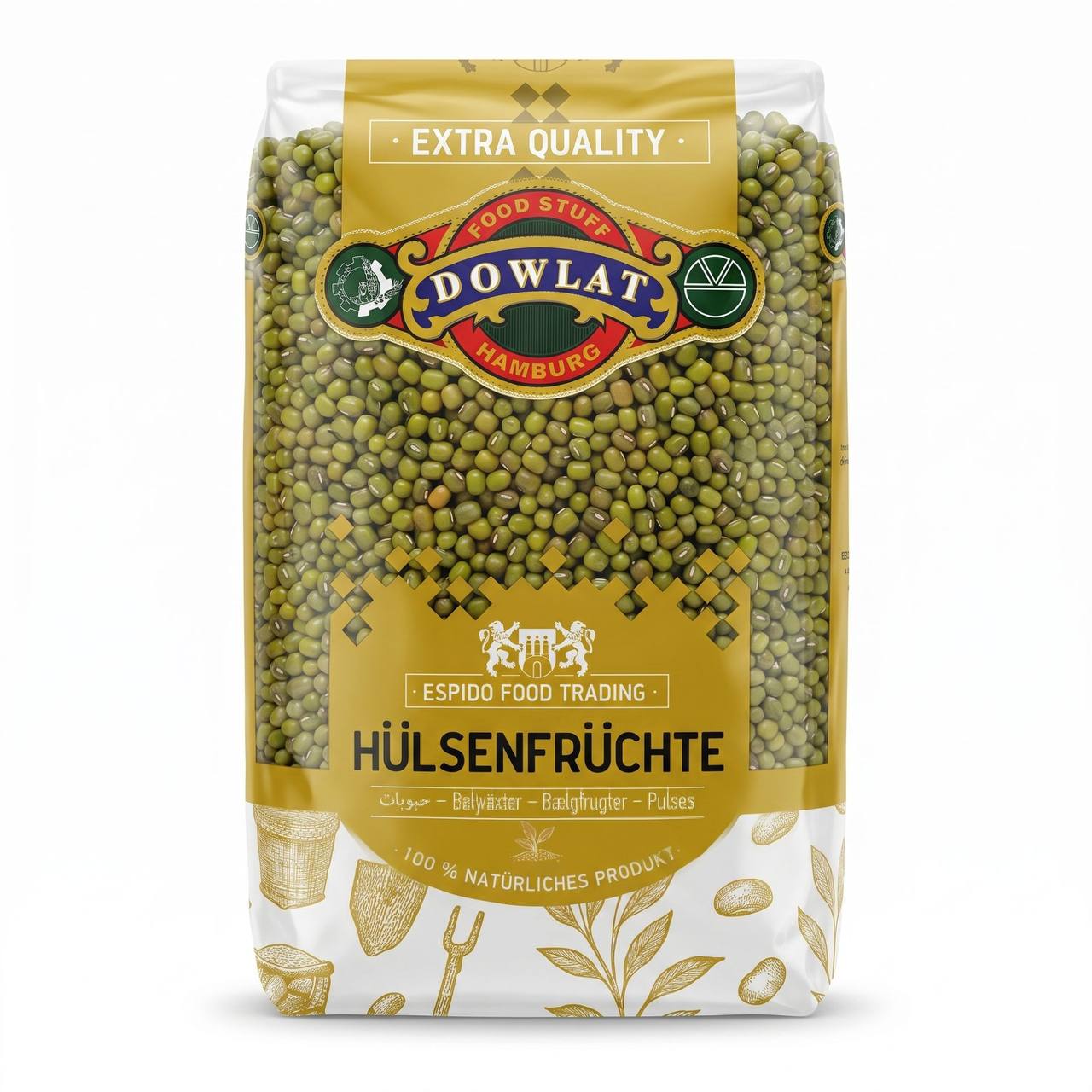 Dowlat Mungobohnen 1kg – Mungbohnen / Māsch (Beutel)