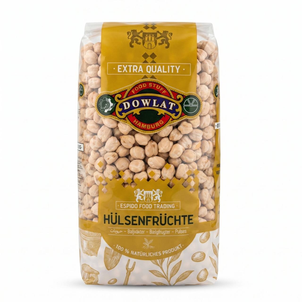 Dowlat Kichererbsen 12mm 1kg – Persische Kichererbsen / Nochud (Beutel)
