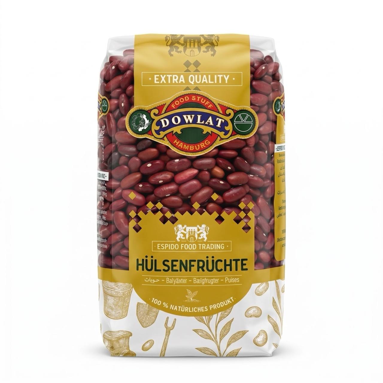 Dowlat Kidneybohnen 1kg – Persische rote Bohnen / Lubiā Ghermez (Beutel)