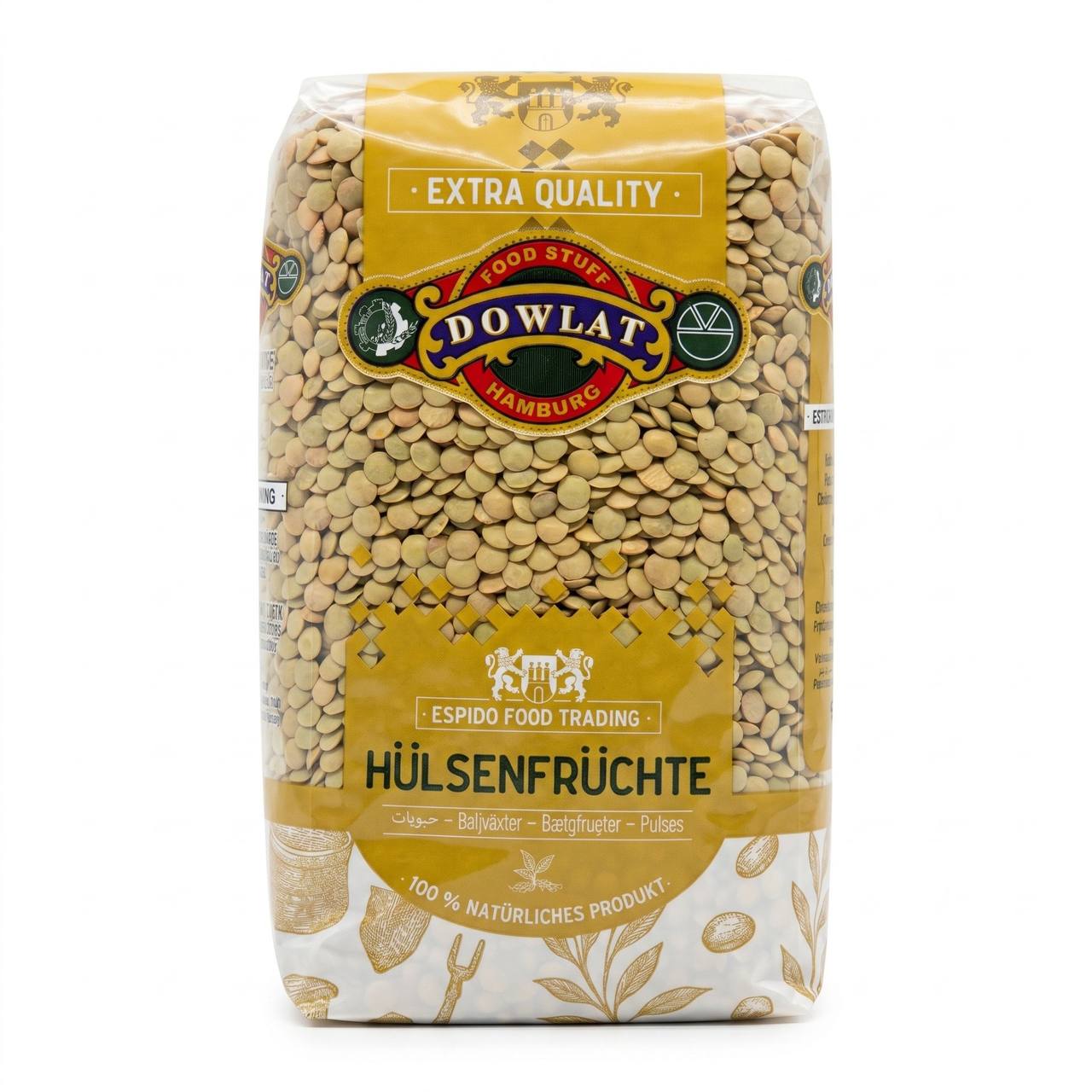 Dowlat Grüne Linsen 3mm 1kg – Persische grüne Tellerlinsen / Adas (Beutel)