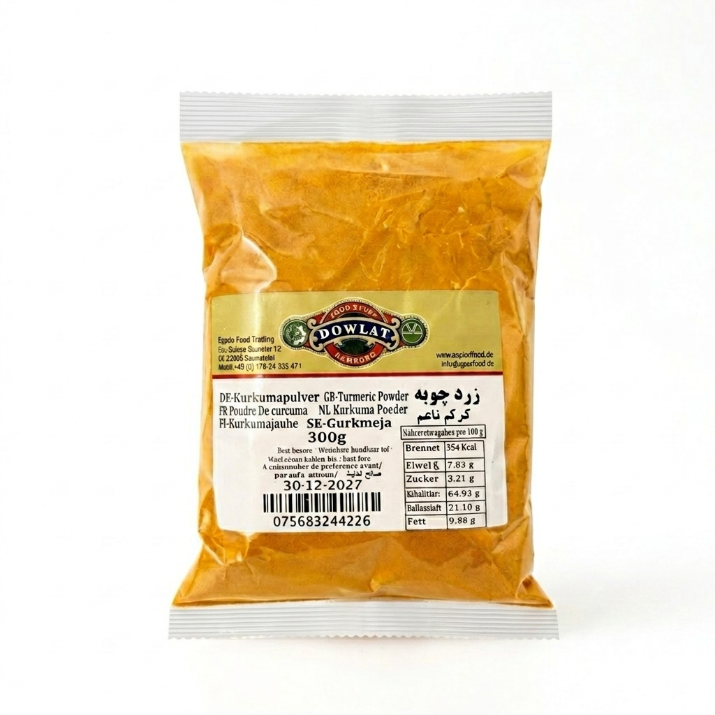 Dowlat Kurkumapulver (300g) – Reines gemahlenes Kurkuma (Zardchoobeh)