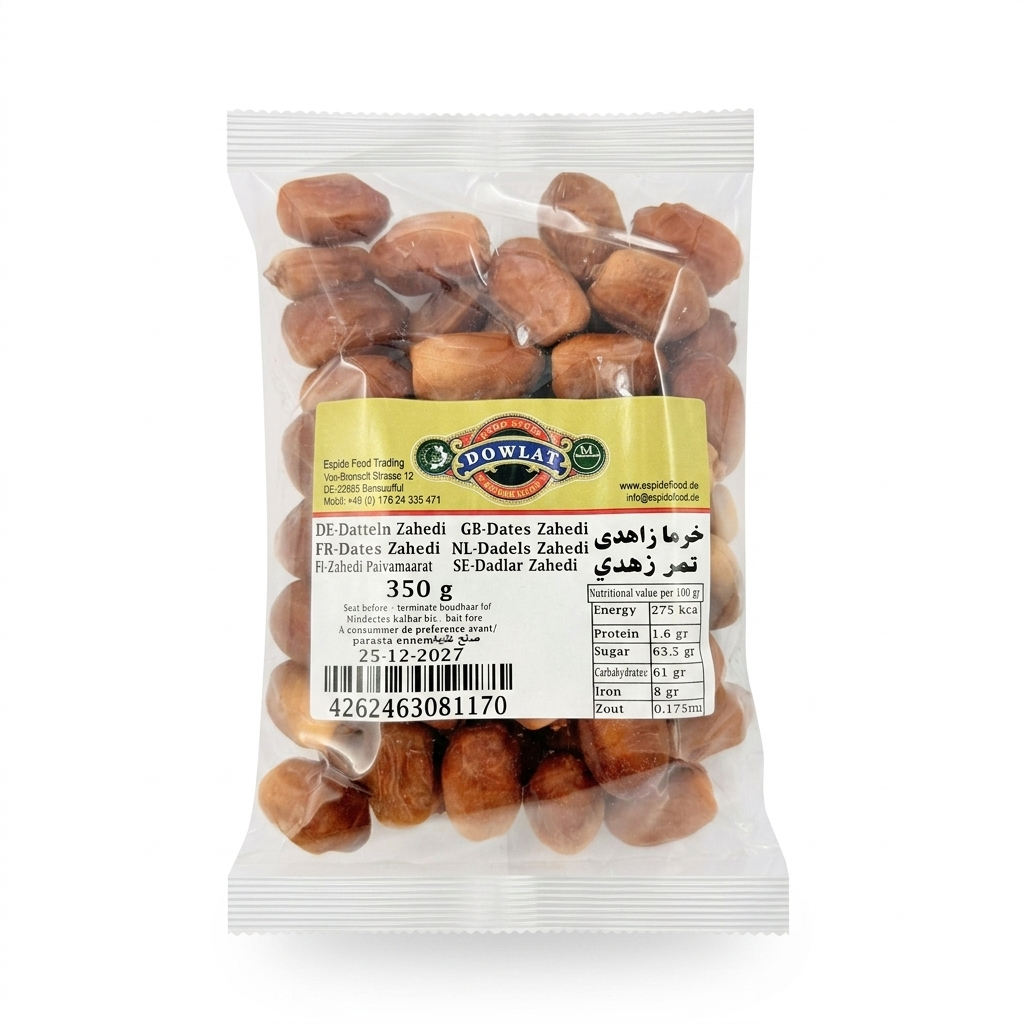 Dowlat Datteln Zahedi (350g) – Persische Zahedi Datteln (Packung)