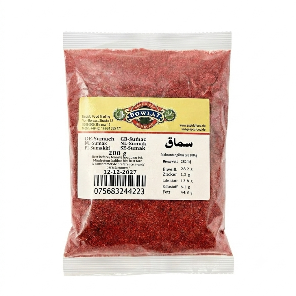 Dowlat Sumach (200g) – Reines gemahlenes Sumach (Packung)