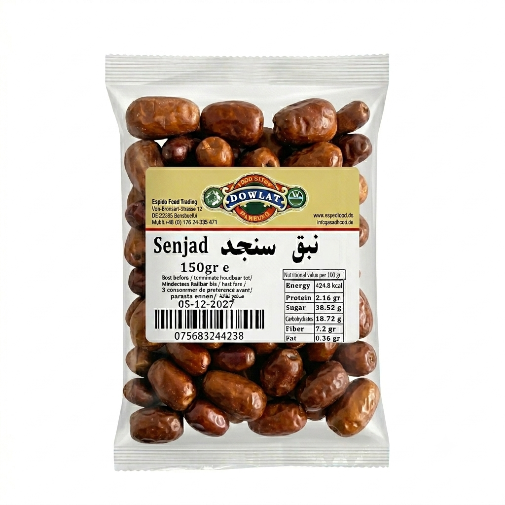 Dowlat Getrocknete Mehlbeeren (150g) – Persischer Senjed / Oleaster (Packung)