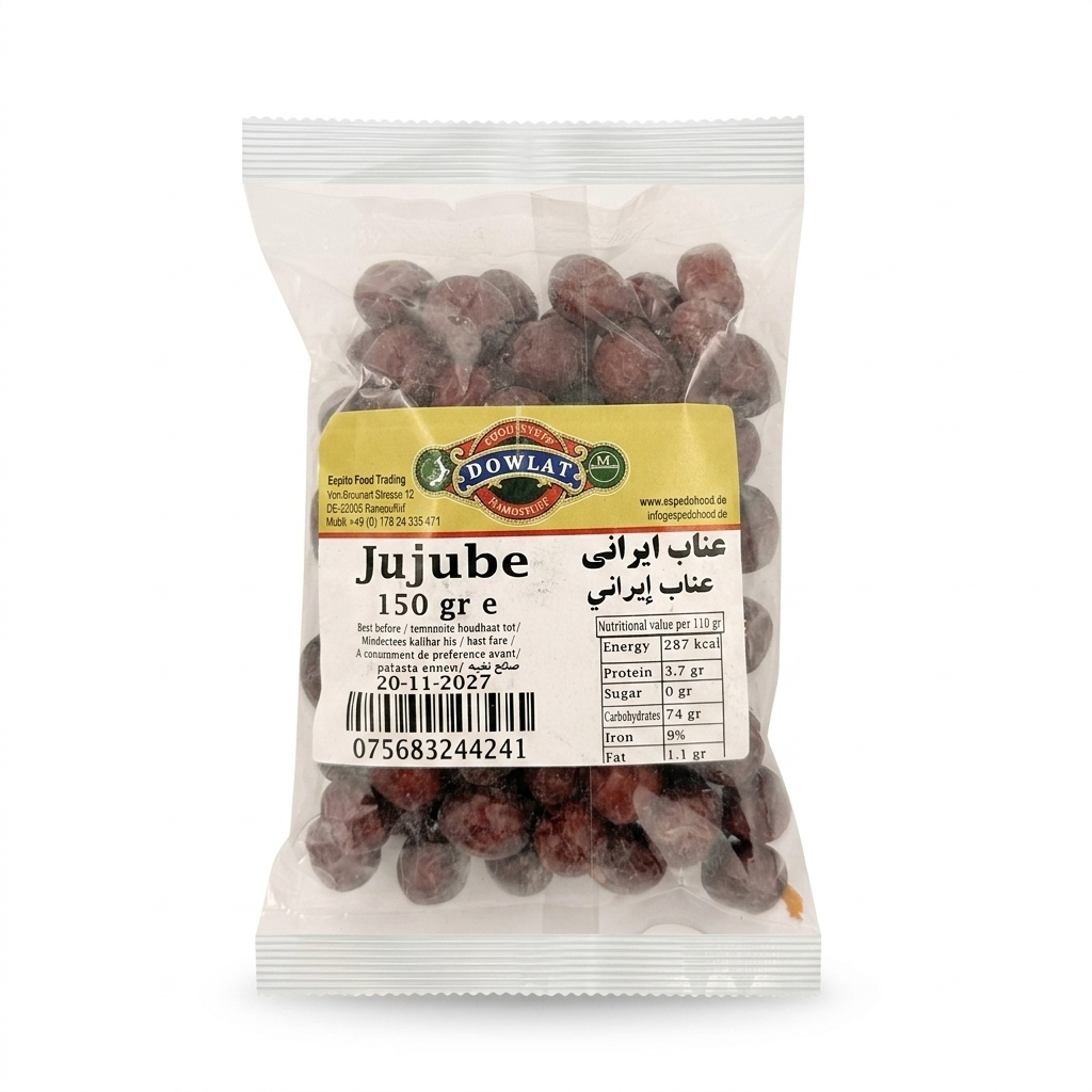 Dowlat Jujube (150g) – Persische Rote Datteln getrocknet (Packung)