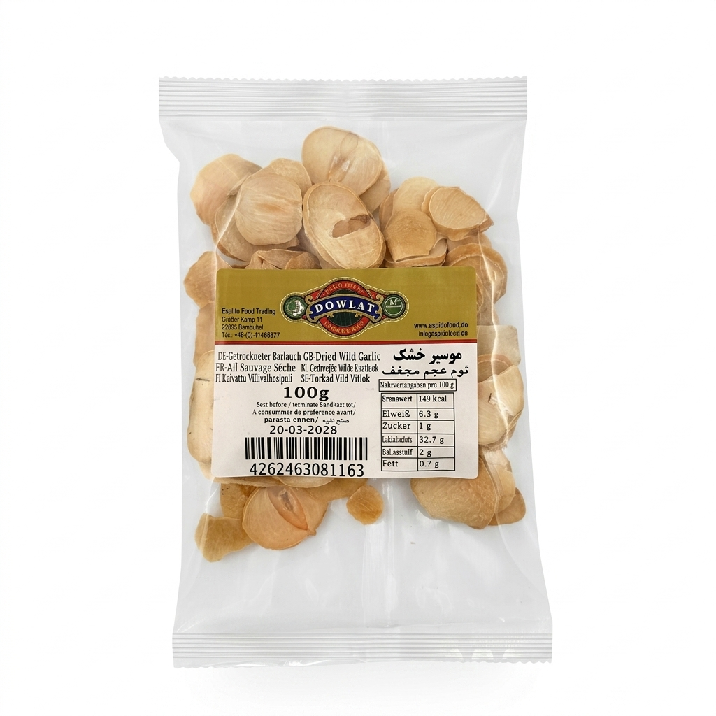 Dowlat Getrockneter Bärlauch (100g) – Persischer Wilder Knoblauch / Moosir (Packung)