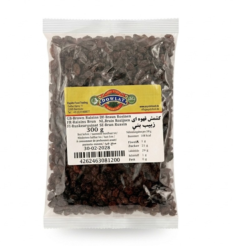 Dowlat Braun Rosinen (300g) – Persische braune Rosinen kernlos (Packung)