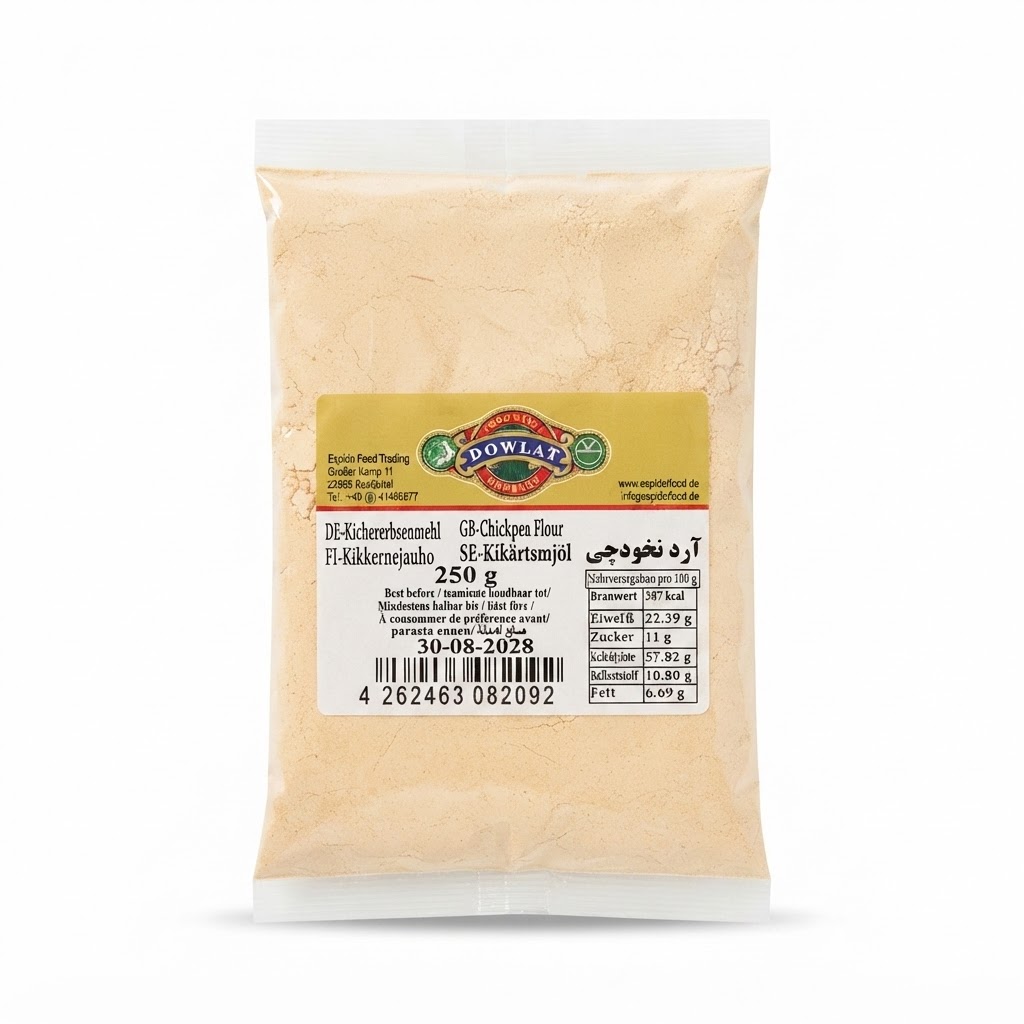 Dowlat Kichererbsenmehl (250g) – Feines persisches Aard Nokhodchi (Packung)