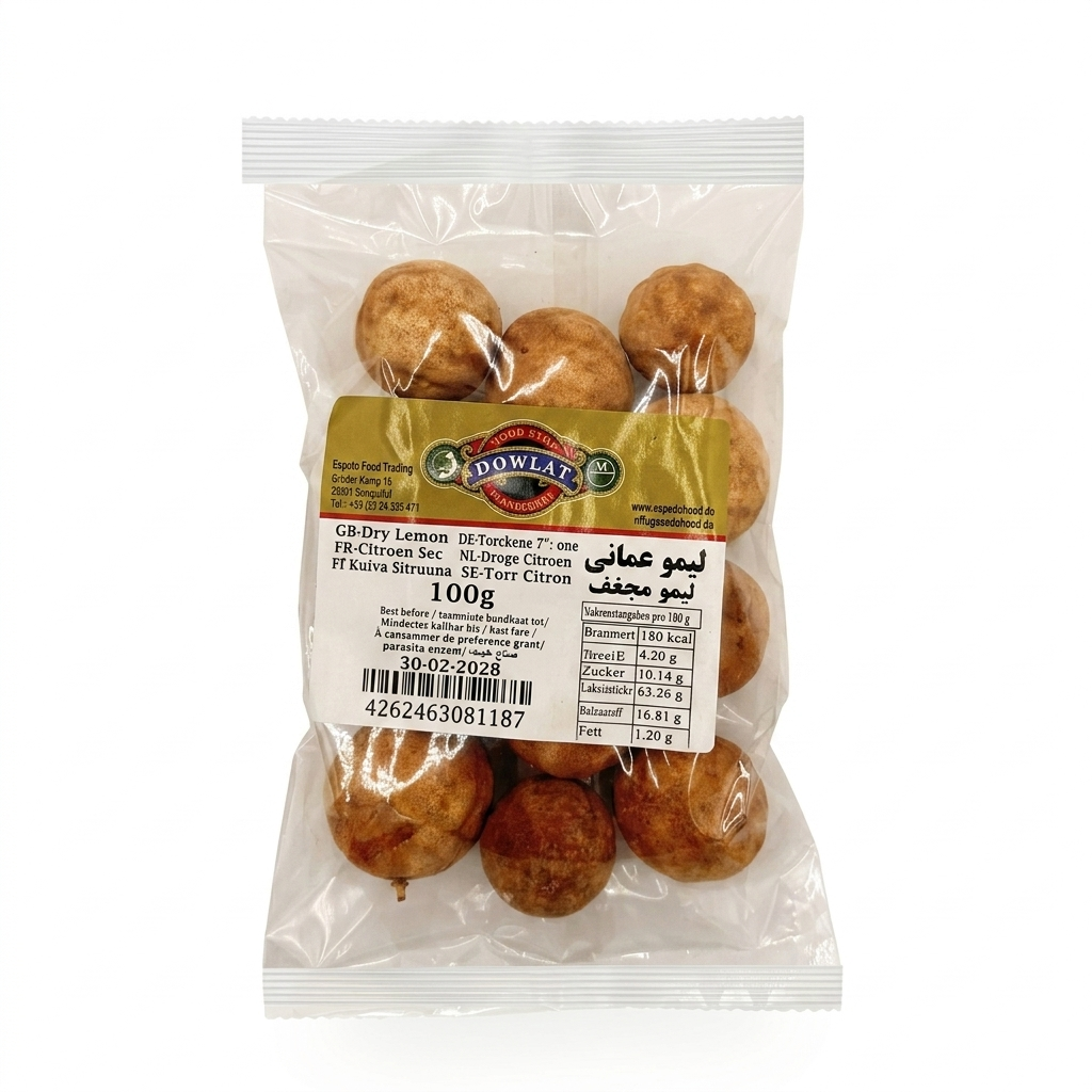 Dowlat Getrocknete Limetten (100g) – Persische Limoo Amani ganz (Packung)