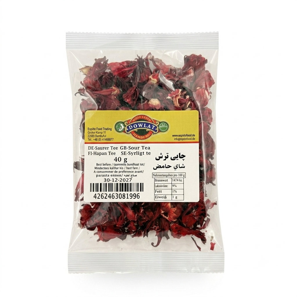 Dowlat Saurer Tee (40g) – Persischer Hibiskustee Chaye Torsh (Packung)
