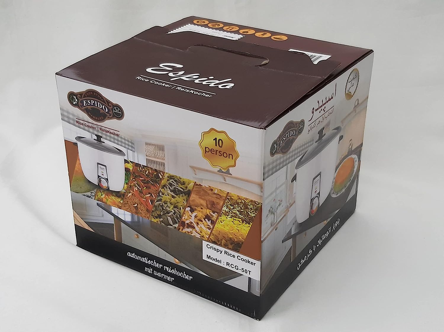 Espido Reiskocher mit Tahdig-Funktion 2,2L (RCG-50T) – Persischer Reiskocher für 8-10 Personen (900W) 2