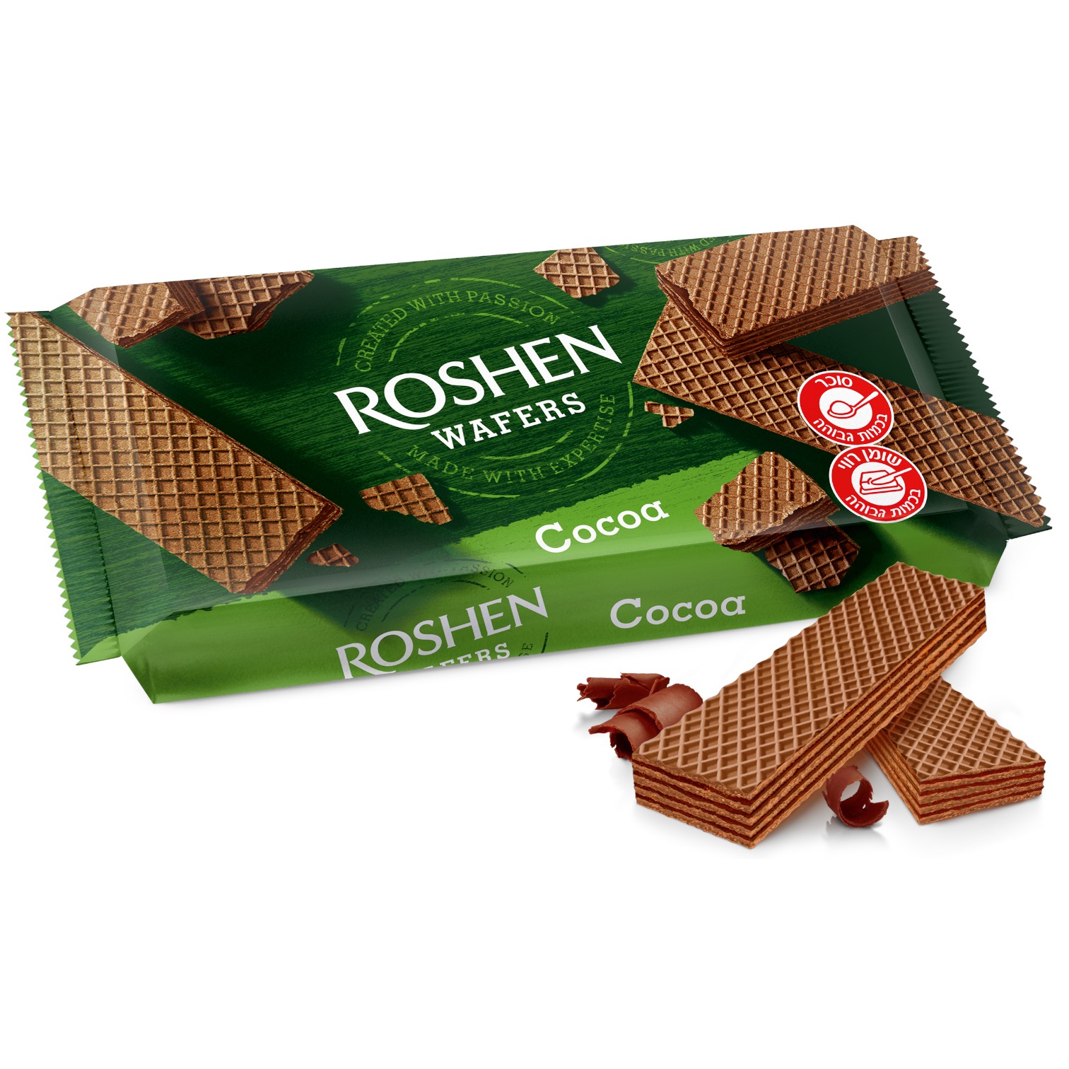 Roshen Waffelschnitten mit Kakaofüllung (216g) – Knusprige Kakaowaffeln (Packung)