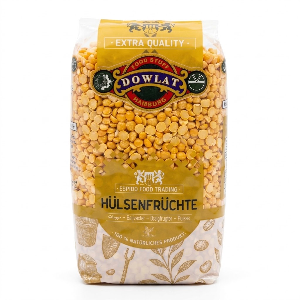 Dowlat Gelbe Spalterbsen 1kg – gelbe Schälerbsen / Lappeh (Beutel)