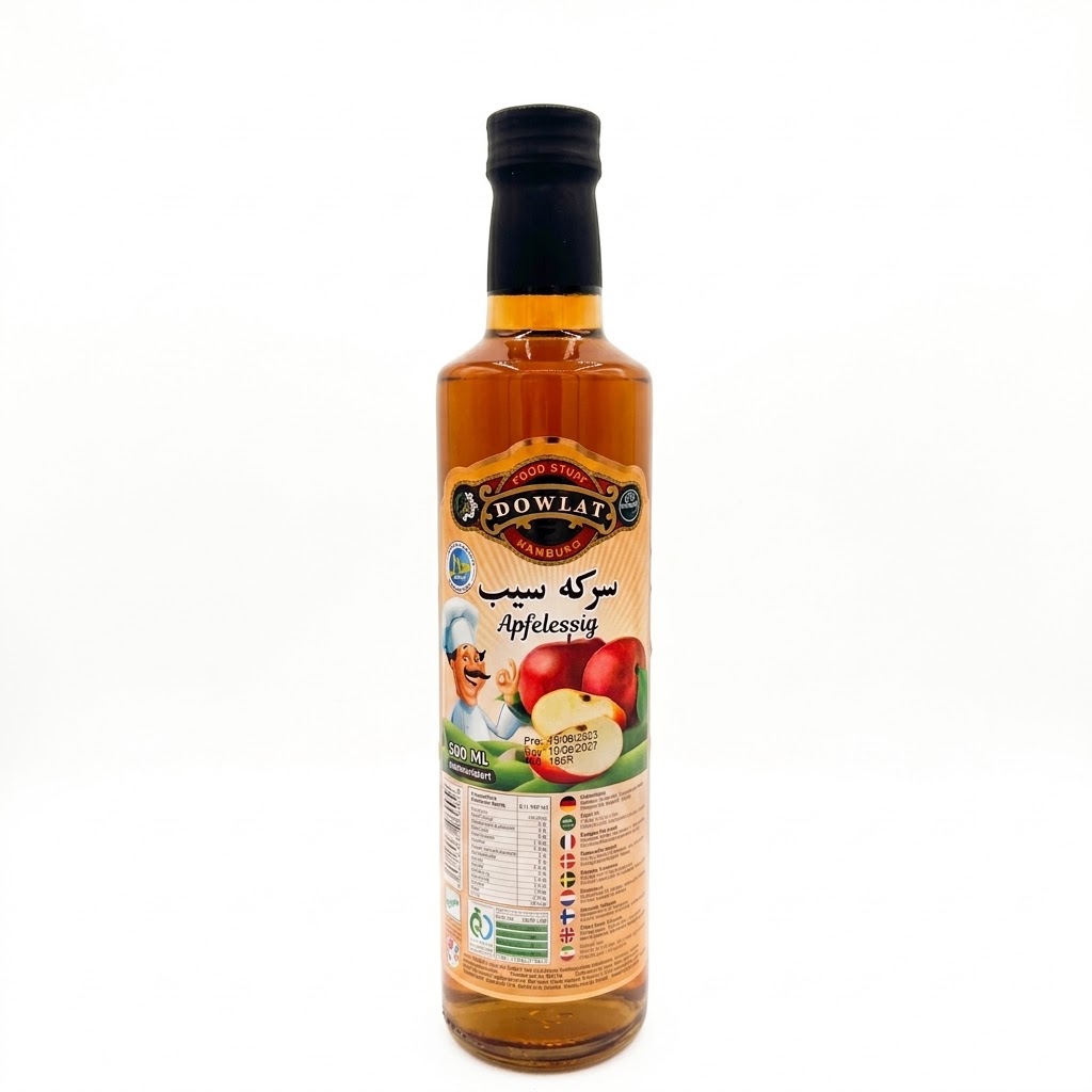 Dowlat Apfelessig 500ml – Traditioneller persischer Apfelessig / Serkeh Sib (Flasche)