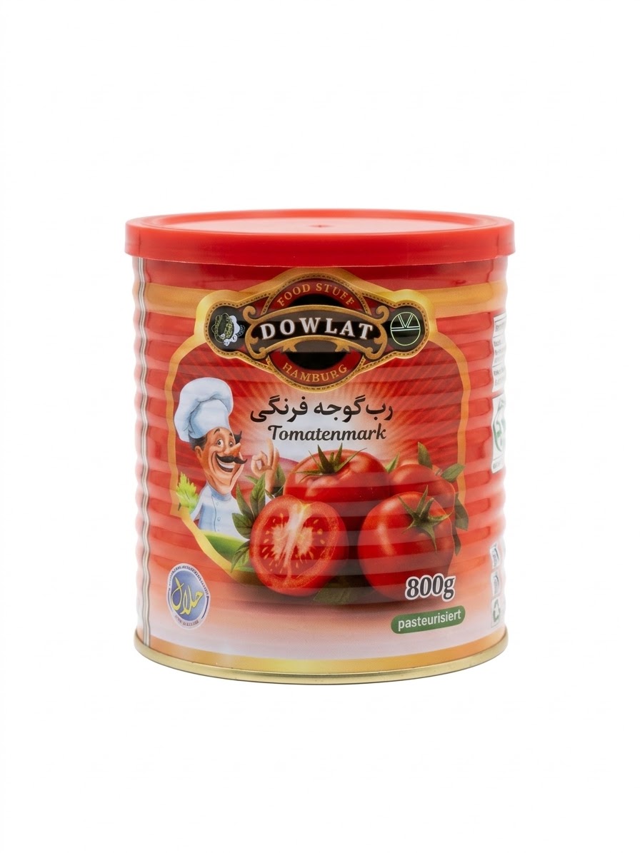 Dowlat Hamburg Tomatenmark 800g – Konzentriertes Tomatenpüree (Brix 26-28% / Dose)