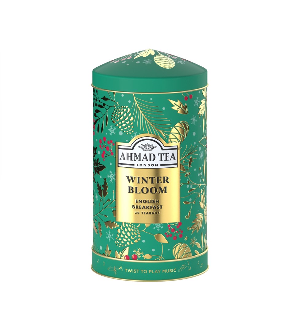 Ahmad Tea Winter Bloom Spieluhr-Dose (60g) – Englischer Frühstückstee 30 Teebeutel