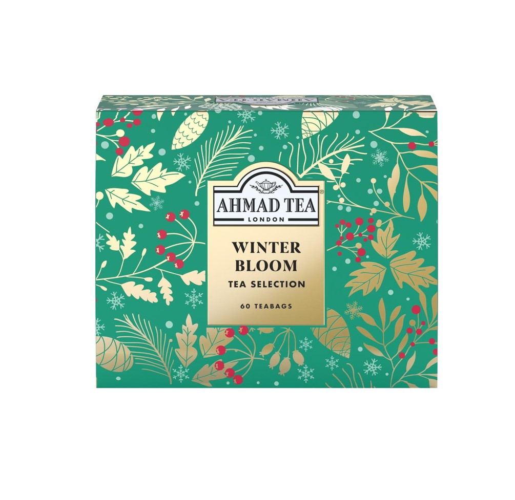Ahmad Tea Winter Bloom Tea Selection (120g) – Festliche Geschenkbox mit 4 Schwarztee-Sorten (60 Beutel)