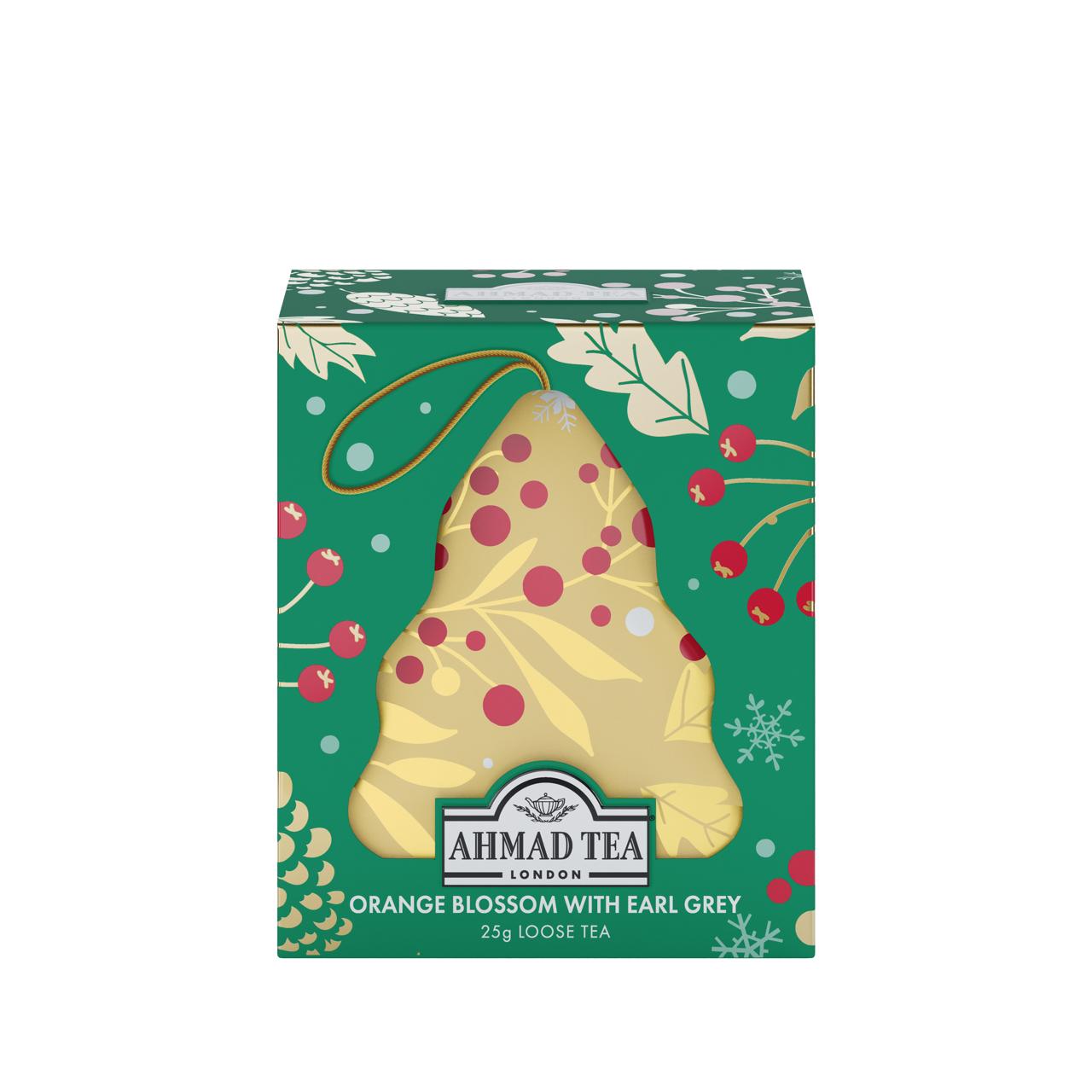 Ahmad Tea Weihnachts-Baumschmuck Orange Blossom Earl Grey (25g) – Loser Schwarztee im Deko-Metallanhänger