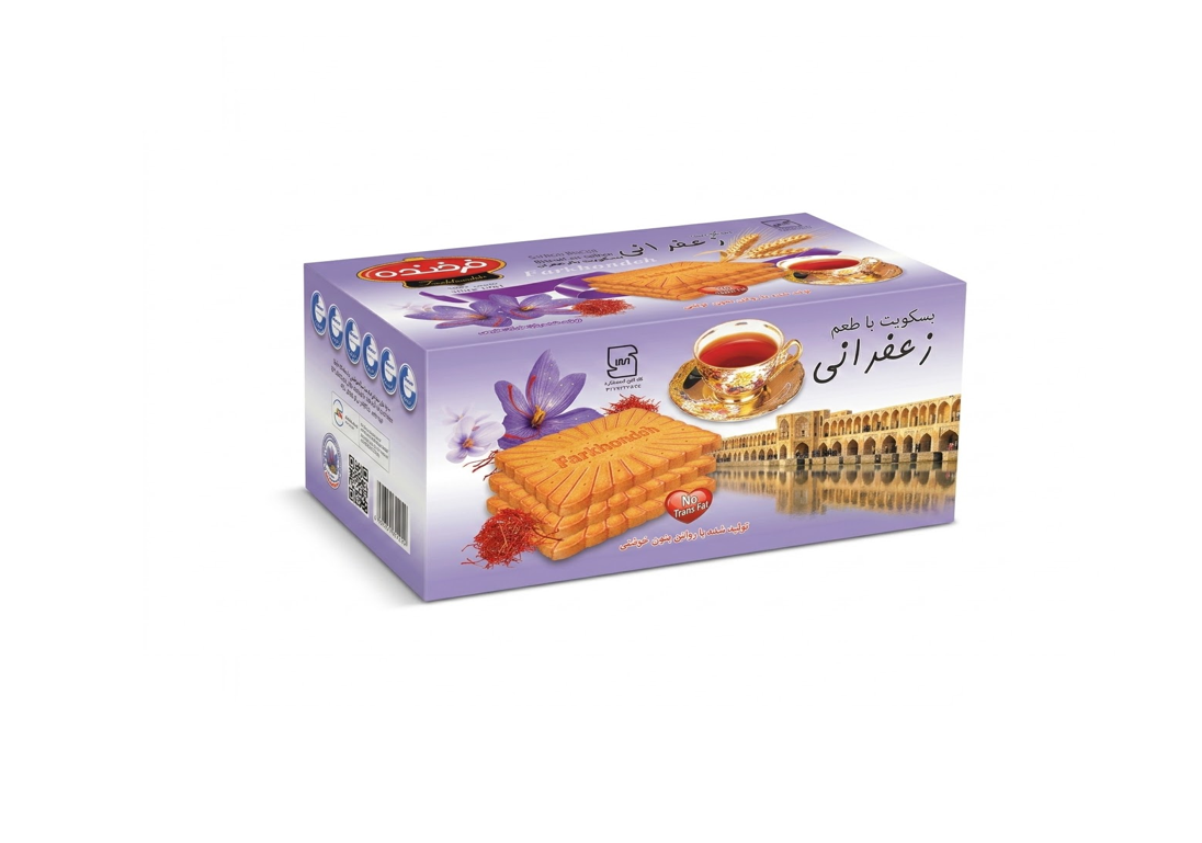 Farkhondeh Safrankeks 850g – Traditionskekse gebacken mit echtem Safran (بیسکویت زعفرانی فرخنده)