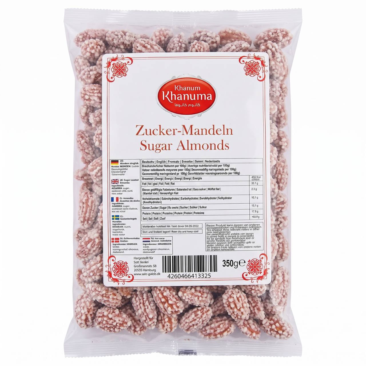 Khanum Khanuma Zucker-Mandeln 350g – Traditioneller Noghl Herati mit Rosenwasser (نقل هراتی)