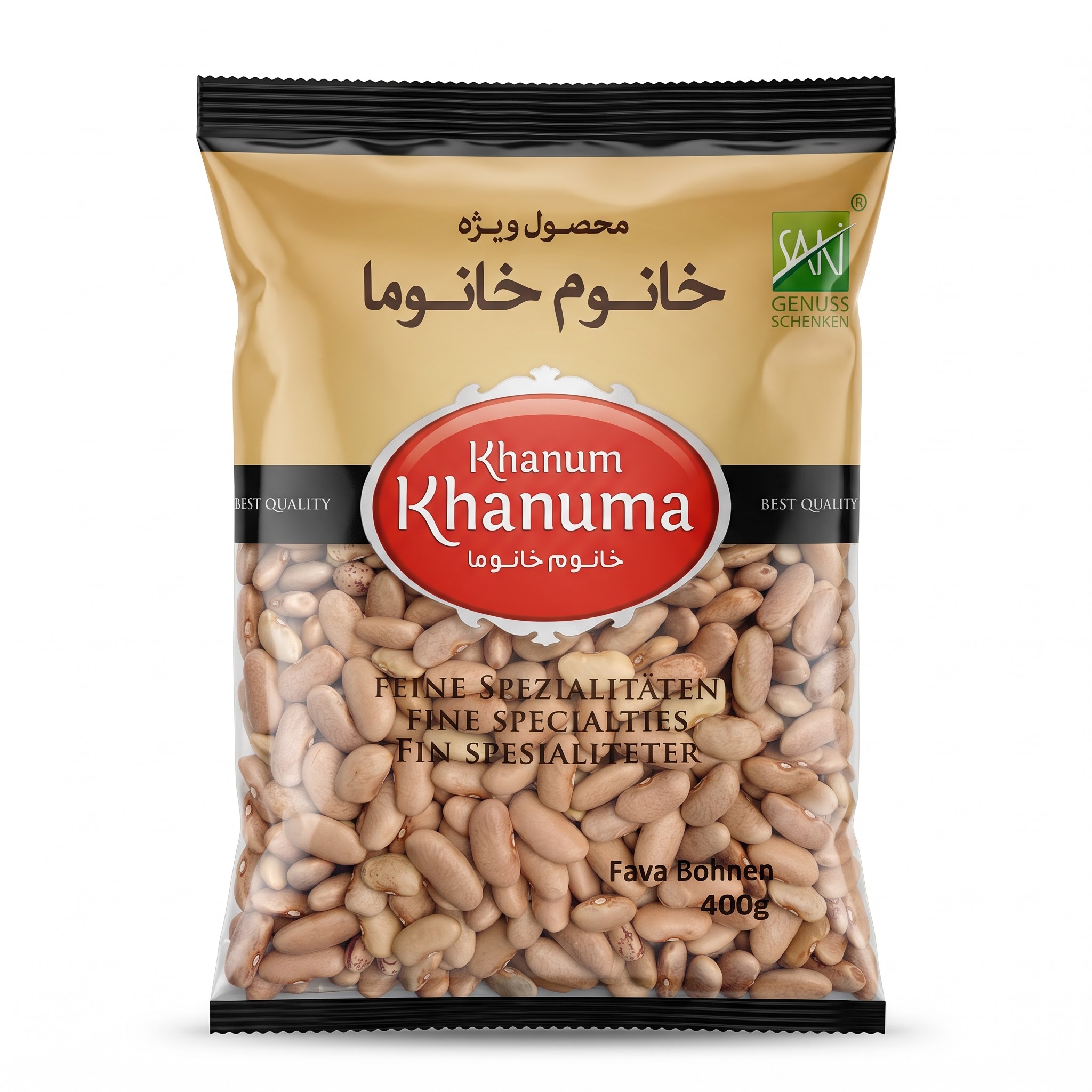 Khanum Khanuma Fava Bohnen getrocknet 400g – Traditionelle Ackerbohnen für Baghali Ghatogh