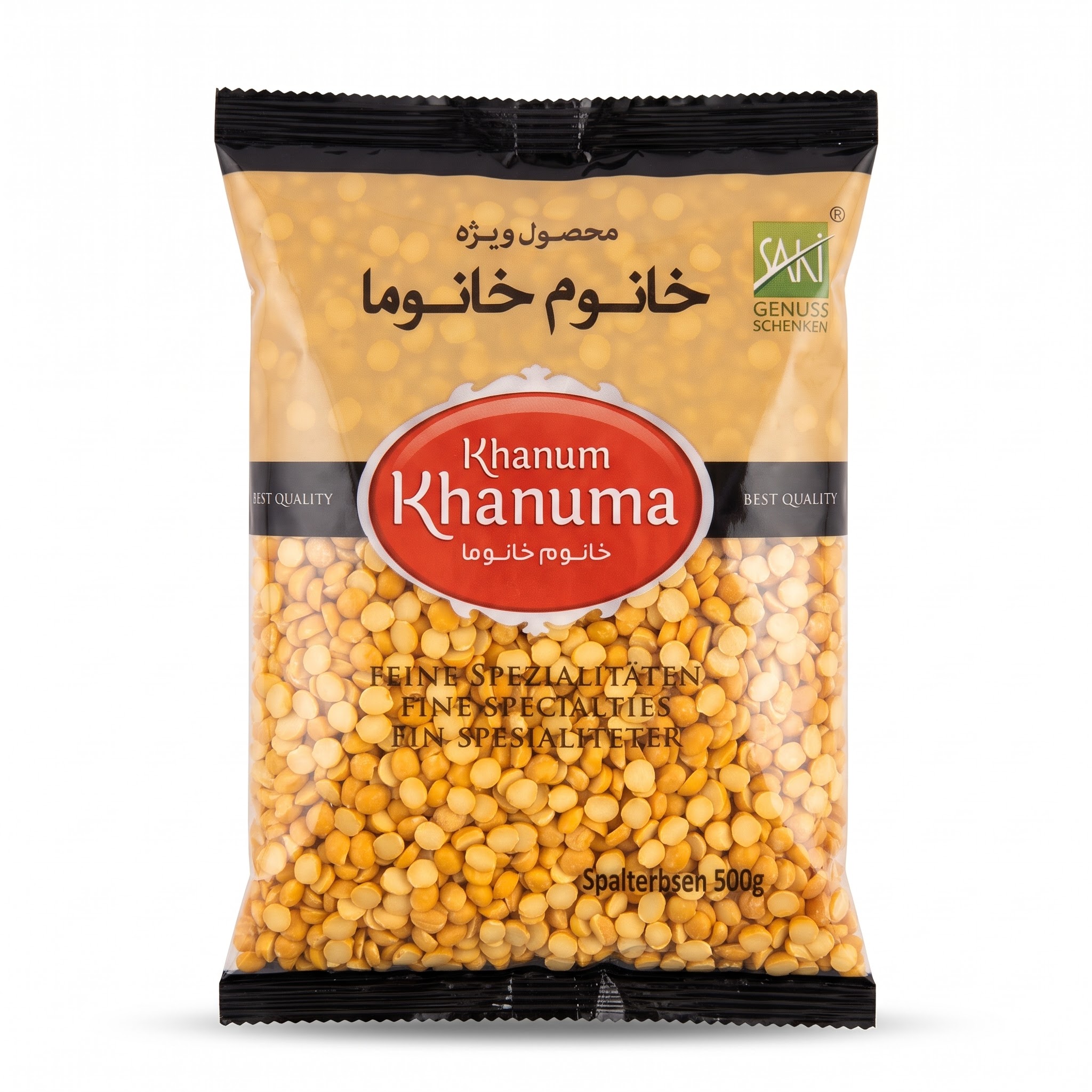 Khanum Khanuma Gelbe Spalterbsen 500g – Persische Leppeh Azarshahr getrocknet (لپه آذرشهر)